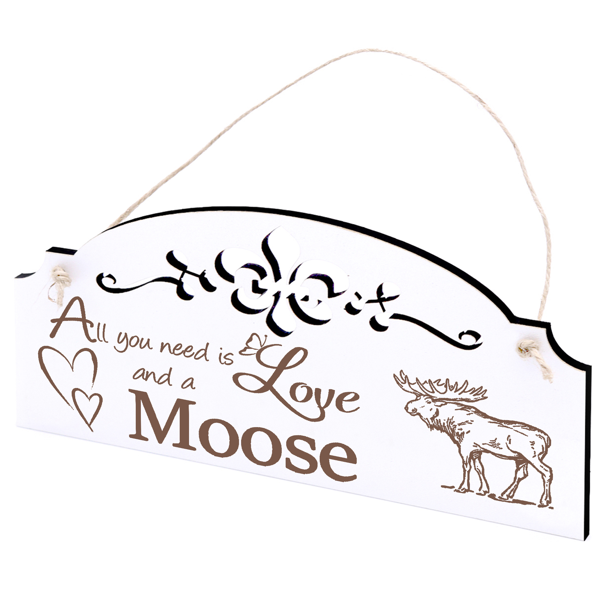 Schild laufender Elch Deko 20x10cm - All you need is Love and a Moose - Holz