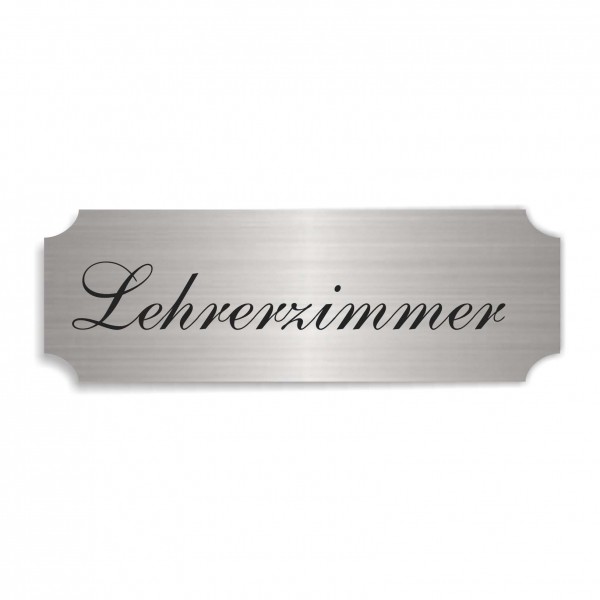 Schild « LEHRERZIMMER » selbstklebend - Aluminium Look - silber