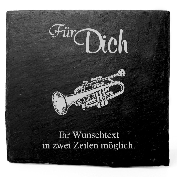 Deko Schiefer Untersetzer personalisiert Trompete - Für Dich - 11x11cm