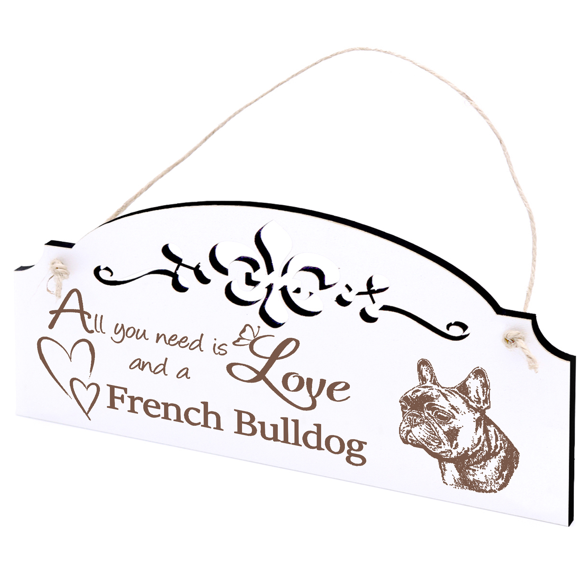 Schild Französische Bulldogge Deko 20x10cm - All you need is Love