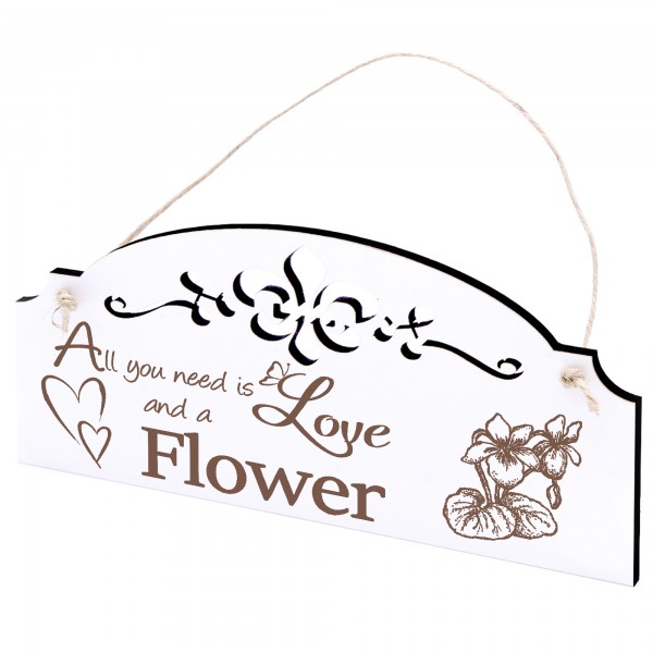 Schild Blume Deko 20x10cm - All you need is Love and a Flower - Holz