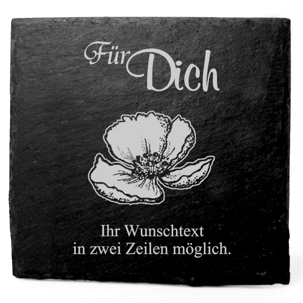 Deko Schiefer Untersetzer personalisiert Zistrose - Für Dich - 11x11cm