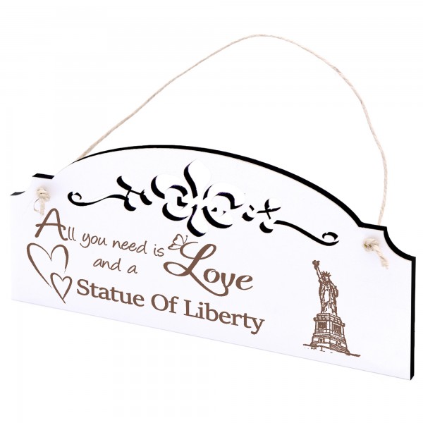 Schild Freiheitsstatue New York Deko 20x10cm - All you need is Love and a Statue Of Liberty - Holz