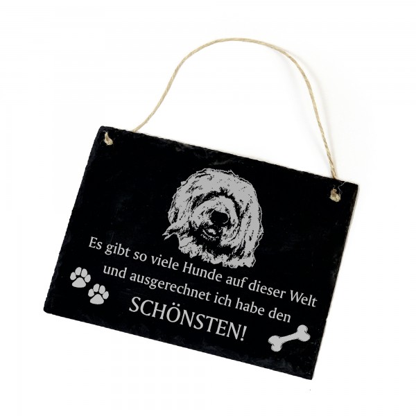 Hundeschild Bobtail Schild aus Schiefer - Ich habe den schönsten - 22cm x 16cm
