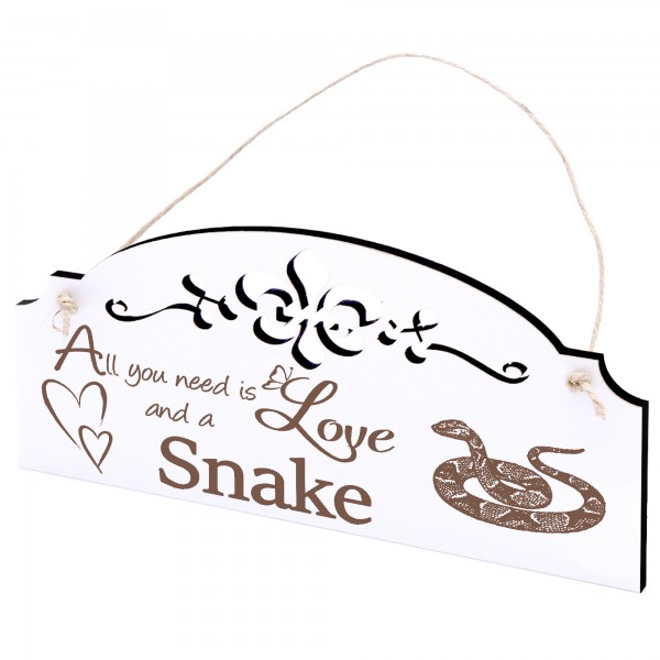 Schild Schlange Deko 20x10cm - All you need is Love and a Snake - Holz