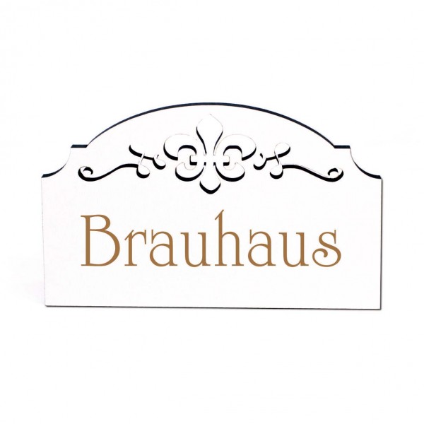Brauhaus Türschild Schild Holz Gravur Ornamente selbstklebend Vintage Bierbrauer Türdeko 15,5 x 9,5