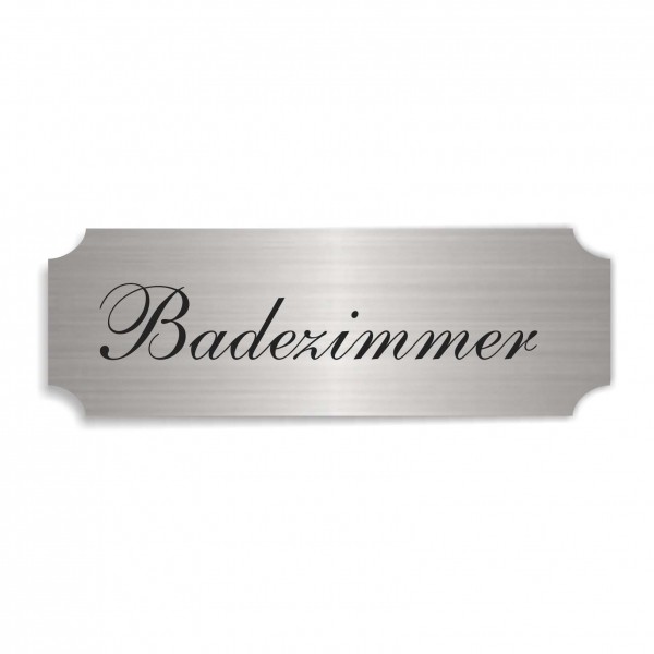 Schild « BADEZIMMER » selbstklebend - Aluminium Look - silber