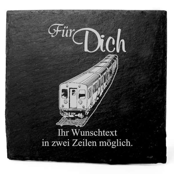 Deko Schiefer Untersetzer personalisiert Strassenbahn - Für Dich - 11x11cm