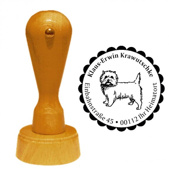 Adressstempel West Highland White Terrier - Holzstempel personalisiert mit Adresse - Ø 40 mm