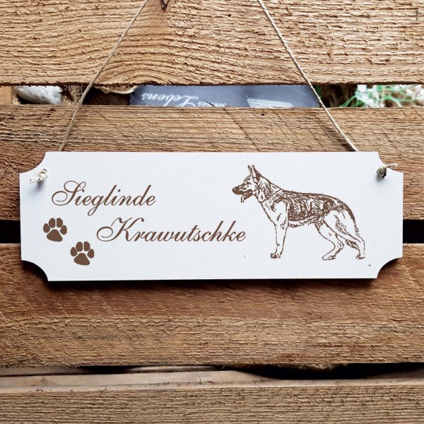 Schild « Deutscher Schäferhund » Namensschild Türschild zum Anhängen - 20 x 6,7 cm