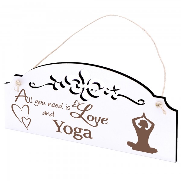 Schild Yoga Deko 20x10cm - All you need is Love and Yoga - Holz