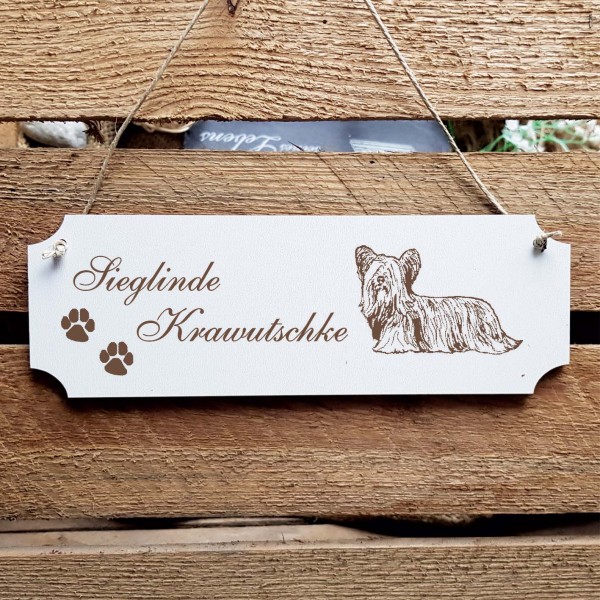 Schild « Skye Terrier » Namensschild Türschild zum Anhängen - 20 x 6,7 cm