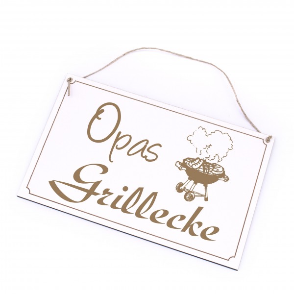 Grillplatz Opa Schild Grill - Opas Grillecke - Deko Grillschilder 26 x 16 cm