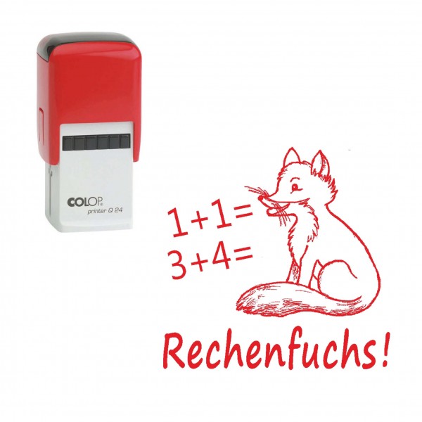 Lehrerstempel Rechenfuchs - Automatikstempel Kinder Motivstempel Fuchs 24 x 24 mm