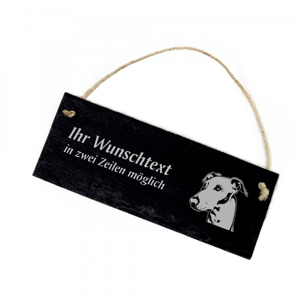 Hundeschild Greyhound Türschild Schiefer - personalisiert - 22cm x 8cm