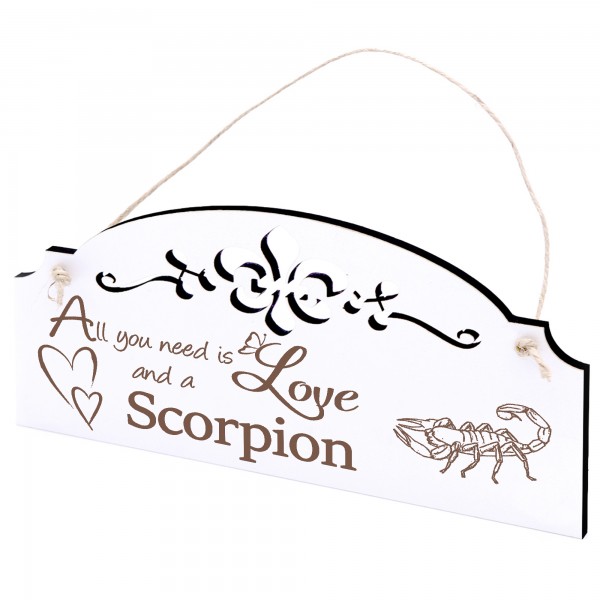Schild Skorpion Deko 20x10cm - All you need is Love and a Scorpion - Holz