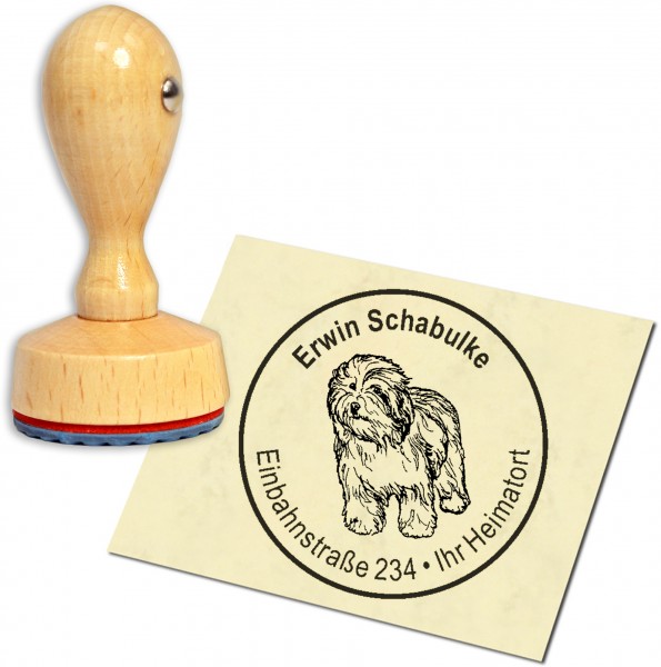 Stempel Adressstempel Holzstempel - Polnischer Schäferhund - rund 40mm
