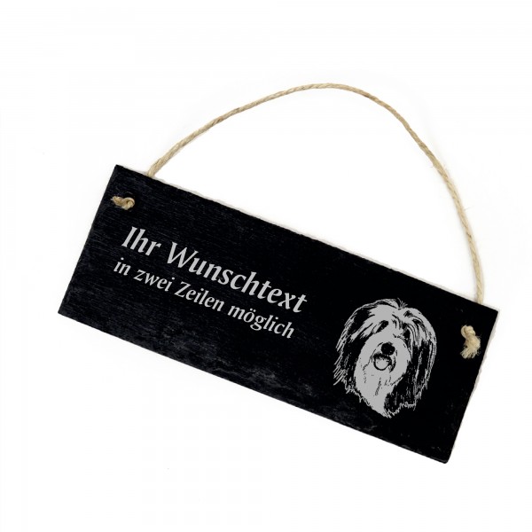 Hundeschild Bearded Collie Türschild Schiefer - personalisiert - 22cm x 8cm