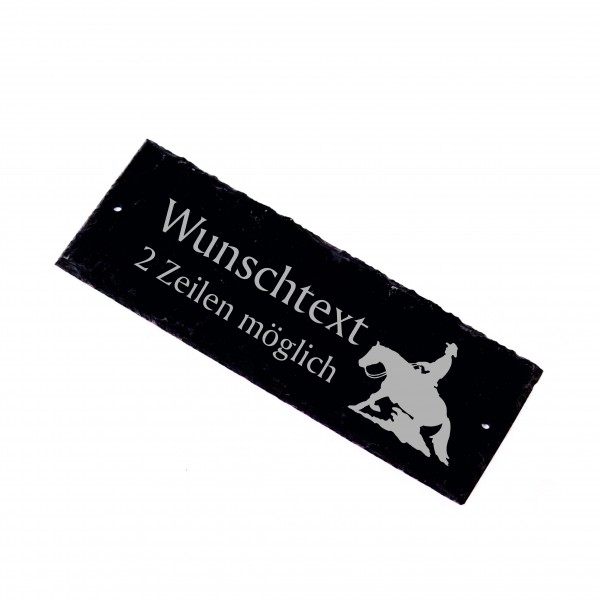 Westernreiten Schild Schiefer Gravur mit Wunschtext Türschild Klingelschild Stallschild 22 x 8 cm