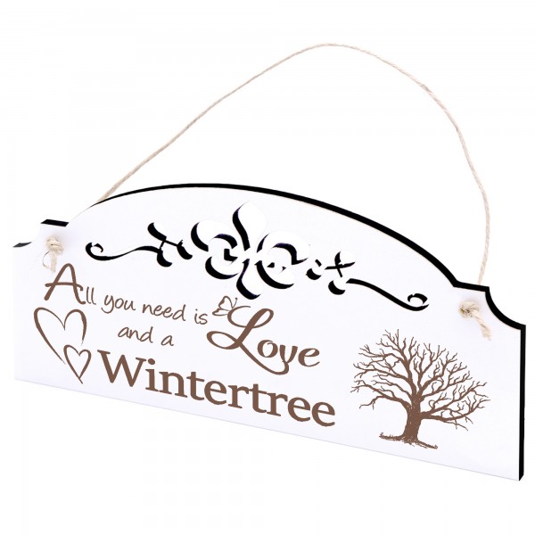 Schild Baum im Winter Deko 20x10cm - All you need is Love and a Wintertree - Holz