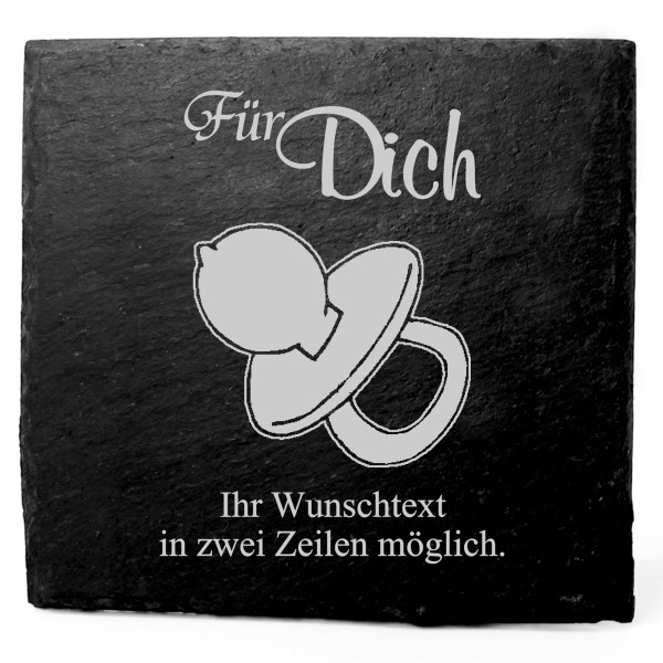 Deko Schiefer Untersetzer personalisiert Nuckel - Für Dich - 11x11cm