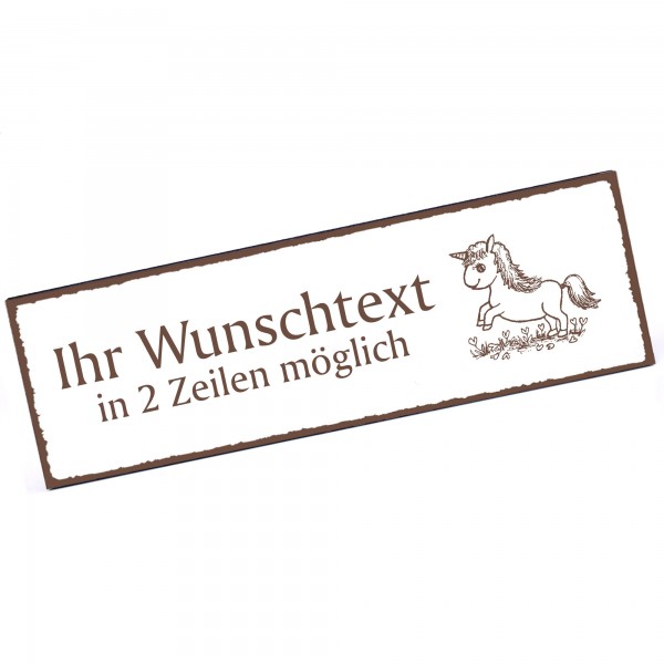 Türschild Einhornbaby Namensschild personalisiert mit Gravur - 150mm x 50mm - selbstklebend