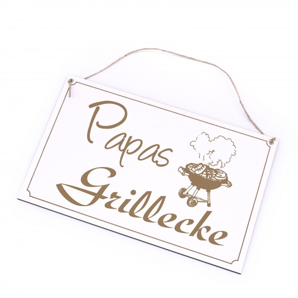 Grillplatz Papa Schild Grill - Papas Grillecke - Dekoration Grillschilder 26 x 16 cm