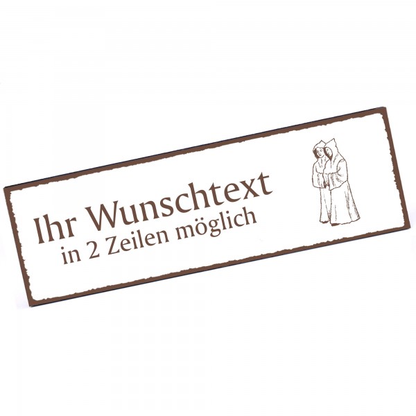 Türschild Mönch Namensschild personalisiert mit Gravur - 150mm x 50mm - selbstklebend