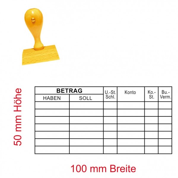 Stempel Betrag - Tabelle Haben Soll Konto - 100 x 50 mm