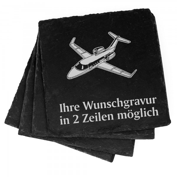4x Jet Deko Schiefer Untersetzer Wunschgravur Set - 11 x 11 cm
