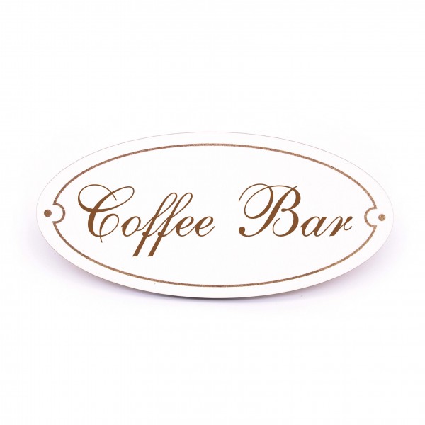 Ovales Türschild Coffee Bar - selbstklebend - 15 x 7 cm