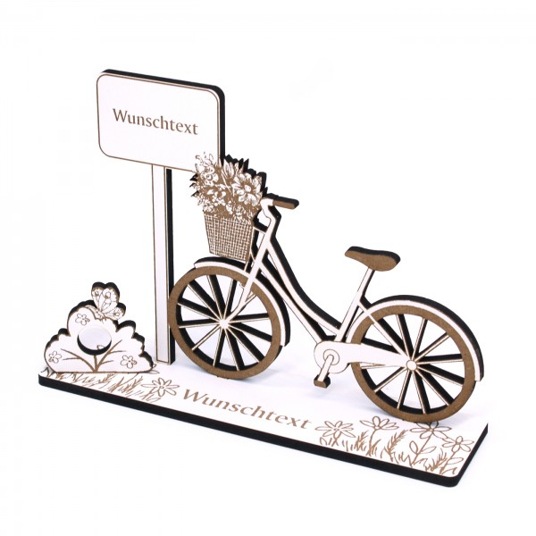 Geldgeschenk Fahrrad Damenrad - inkl. Wunschtext - Schild für Geld Gutschein