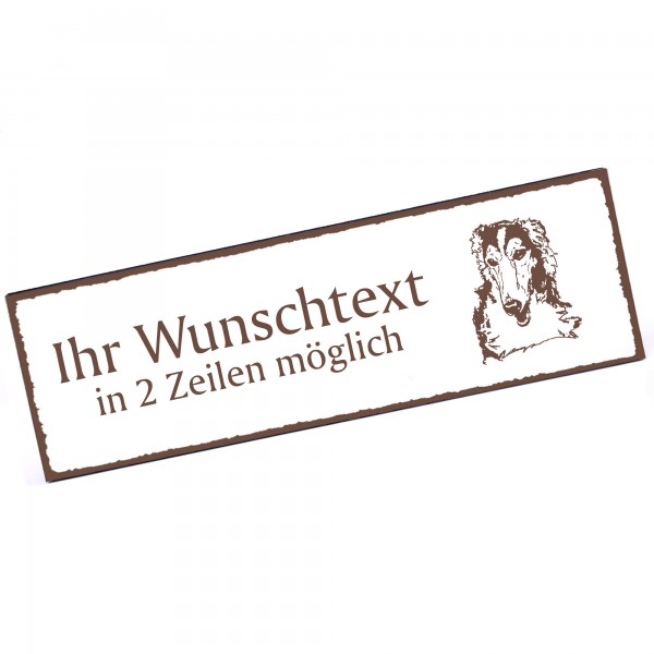 Türschild Windhund Barsoi Namensschild personalisiert mit Gravur - 150mm x 50mm - selbstklebend