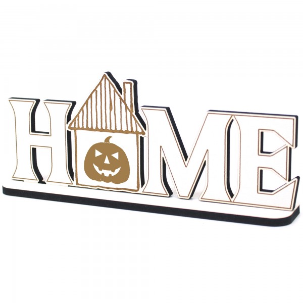Deko Home Aufsteller Holz - Halloween Kürbiskopf - 28x12 cm Holzdeko