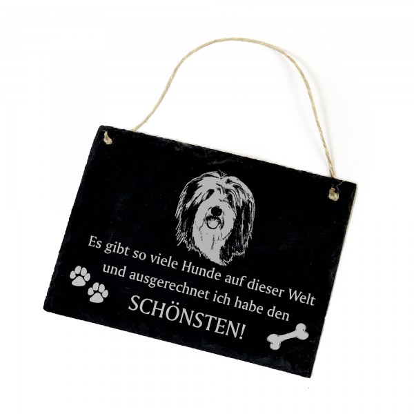 Hundeschild Bearded Collie Schild aus Schiefer - Ich habe den schönsten - 22cm x 16cm