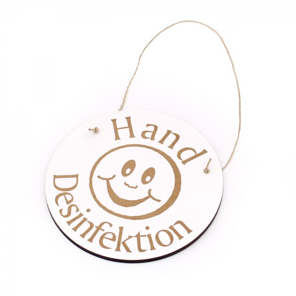 Schild Smiley Hand Desinfektion - Türschild ca. 15 x 15 cm
