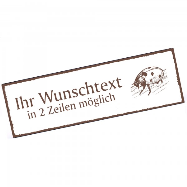 Türschild Marienkäfer Namensschild personalisiert mit Gravur - 150mm x 50mm - selbstklebend