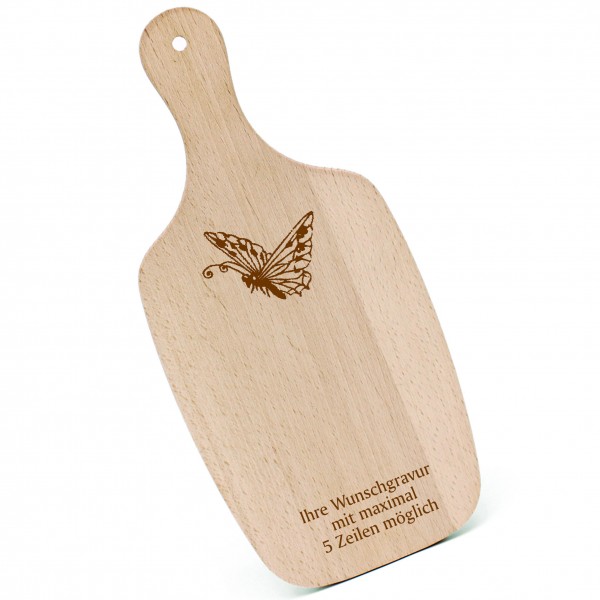 Schneidebrett Frühstücksbrettchen - fliegender Schmetterling - mit Griff 330x150mm