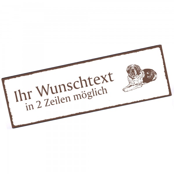 Türschild Bernhardiner Namensschild personalisiert mit Gravur - 150mm x 50mm - selbstklebend