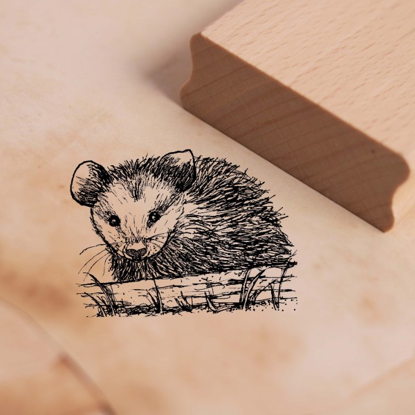 Motivstempel Opossum sitzt - Stempel Holzstempel 38 x 28 mm