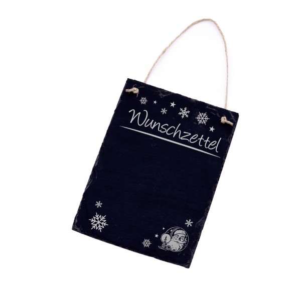 Wunschzettel Weihnachtsmann Schild aus Schiefer Weihnachtswünsche - Schreibtafel für Geschenke
