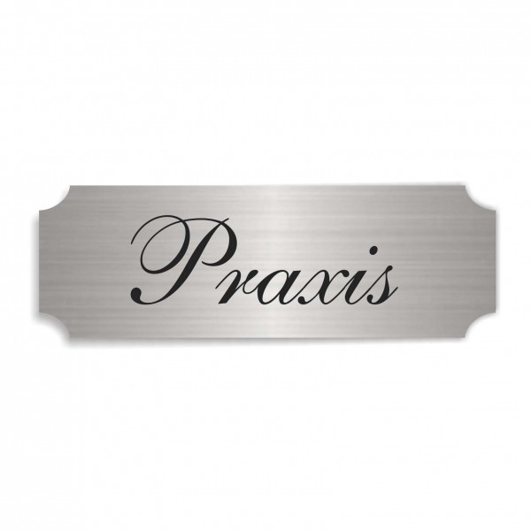 Schild « PRAXIS » selbstklebend - Aluminium Look - silber