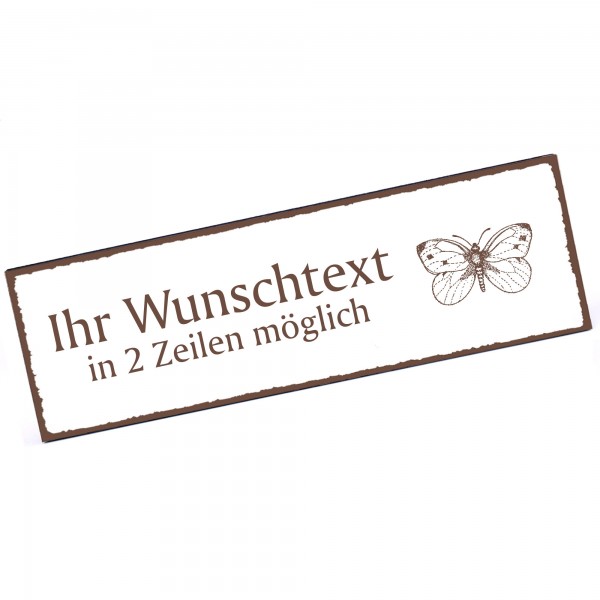 Türschild Schmetterling Namensschild personalisiert mit Gravur - 150mm x 50mm - selbstklebend