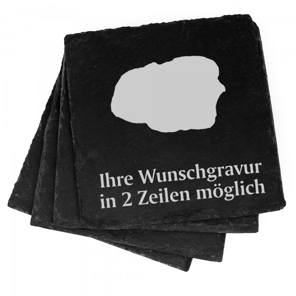 4x Insel Föhr Deko Schiefer Untersetzer Wunschgravur Set - 11 x 11 cm