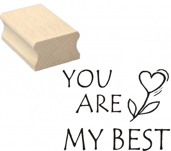 Stempel « YOU ARE MY BEST » Motivstempel Herzblume 50 x 40 mm