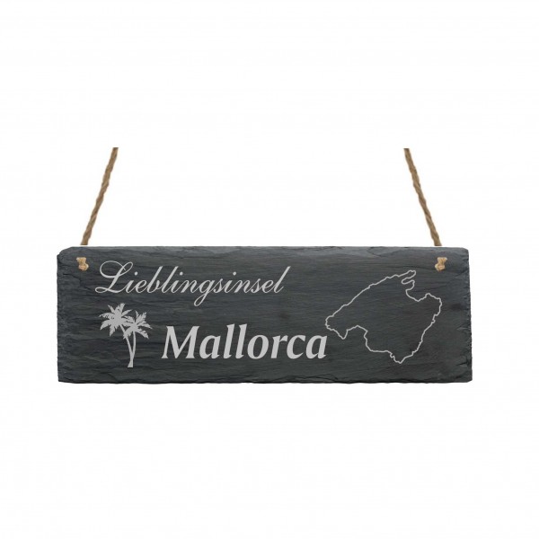 Schild « LIEBLINGSINSEL MALLORCA » 22 x 8 cm - aus Schiefer