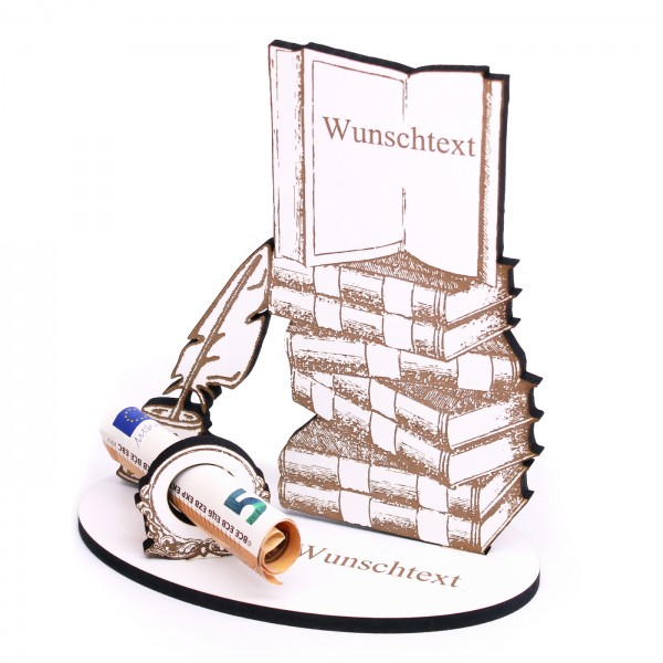 Geldgeschenk Bücher Gutschein - Gutscheingeschenk + Wunschtext Exlibris Buch Geschenk ca. 13 x 15 cm
