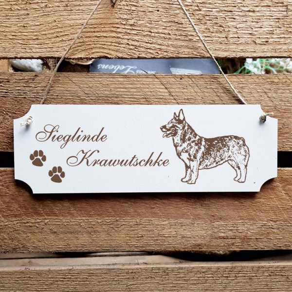 Schild « Schwedischer Vallhund » Namensschild Türschild zum Anhängen - 20 x 6,7 cm