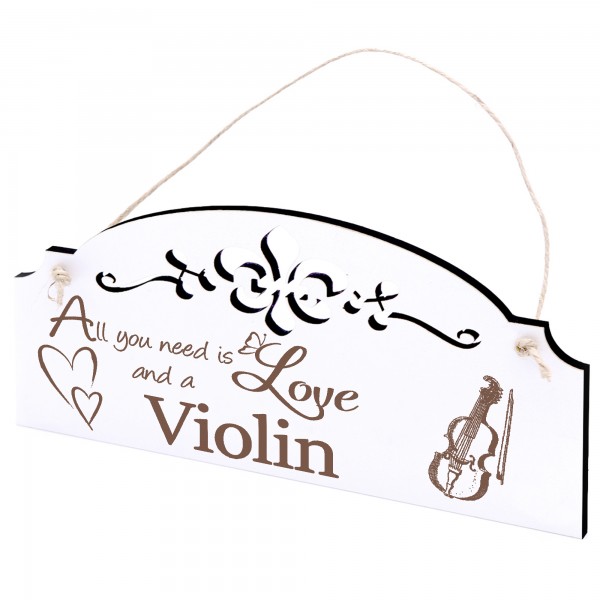 Schild Geige Deko 20x10cm - All you need is Love and a Violin - Holz