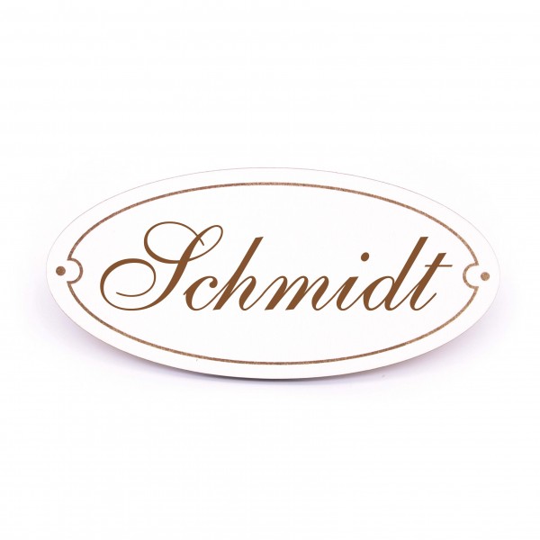 Ovales Türschild Schmidt - selbstklebend - 15 x 7 cm
